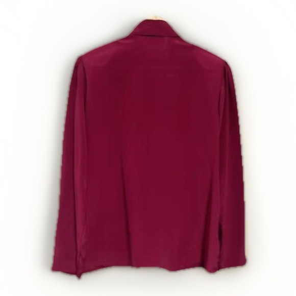 Vintage Sz 8 Prophecy Women's Blouse Magenta Flower Collar Hidden Button Up - Picture 3 of 6